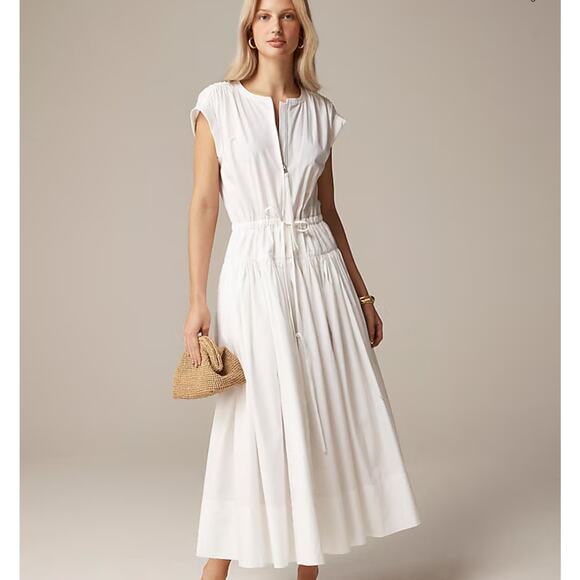J.Crew Dresses & Skirts - NWT J.Crew Drop Waist Midi Dress In Cotton Poplin White Size Small